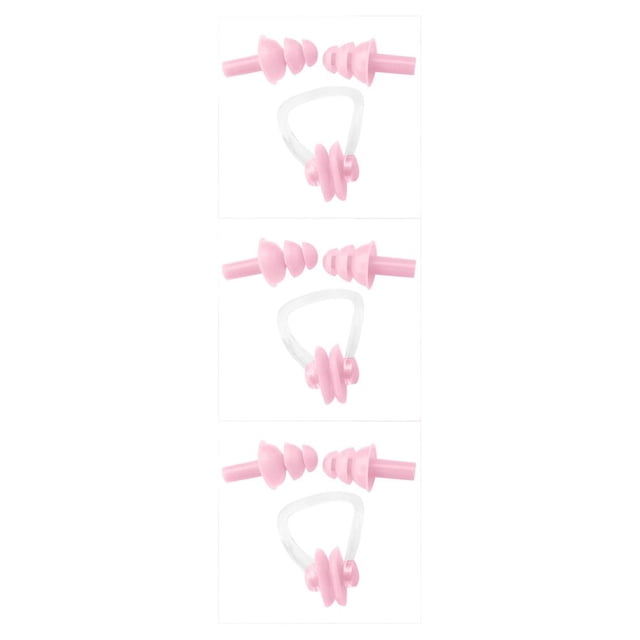Baohd Waterproof Nose Clip Swimming Non-slip Earplug Ear Protector Accessories Pink 3Set