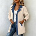 thumbnail image 4 of Womens Denim Patchwork Collared Shirt Jacket Loose Long Sleeve Button Down Casual Jean Shacket Denim Cardigan, 4 of 8