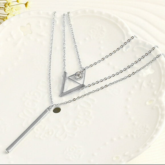 Bradem Necklaces & Pendants Clearance! Three Layer Geometric Shape Rhinestone Necklaces for Women Gold Mom Love Pendant Necklace Maternal Rhinestone Necklace Trend Jewelry for Women Girls