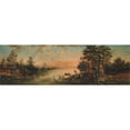thumbnail image 2 of Franz Feyerabend 14x7 Gold Ornate Wood Frame and Double Matted Museum Art Print Titled - Landscape in the Evening (1490), 2 of 4