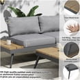 thumbnail image 4 of 4-Piece Outdoor Aluminum Sectional Sofa Set with Table, Grey with Wood Grain Look, 4 of 10