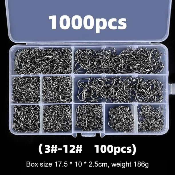 600 uds/1000 Uds 3-12 anzuelos de pesca de tamaño de acero al carbono anzuelo de púas afiladas FLhrweasw Nuevo