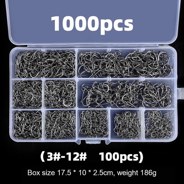 600 uds/1000 Uds 3-12 anzuelos de pesca de tamaño de acero al carbono anzuelo de púas afiladas FLhrweasw Nuevo