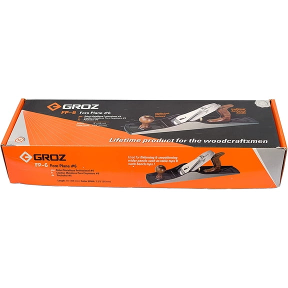 No. 6 Fore Plane Hand Planer, 18 Inch Cast Iron Body with Adjustable Frog and Hardened Steel Blade for Flattening Wide Boards