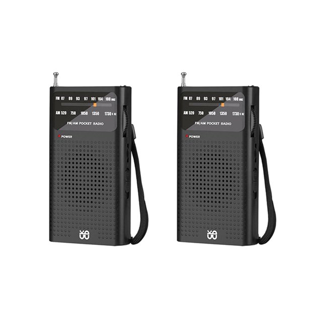 2X Mini Radio Portable AM/FM Toutes Bandes Stéréo Radio de Poche Météo Récepteur pour Vieil Homme Marche Randonnée Camping