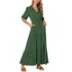 thumbnail image 4 of Vestido Casual de Mujer INSPIRE CHIC con Escote en V, Manga Corta, Cintura con Cordón, Diseño en Capas, Abertura, Corte A, Maxi con Bolsillos, Talla XL, Verde Ejército, 4 of 6