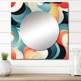 thumbnail image 1 of Designart "Patterns Of Geometric Ripples In Orange And Green" Coastal Square Mirror Wall Decor Coastal - Large Orange Square Bathroom Mirror - Square Printed Wall Mirror Art, 1 of 5