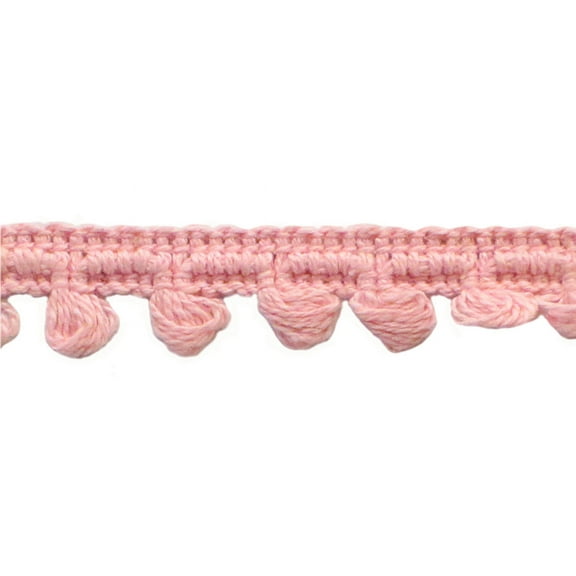 1" (2.5cm) Short Knitted Gimp Braid with Hanging Loop | Fringe Trim # CF01,, Light Pink #K11 (Light Baby Pink) Sold By The Yard (36"/3 ft/0.9m)