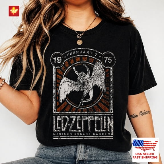 Led Zeppelin Vintage Style 1975 Tour T-Shirt, Rock Band Tee Unisex