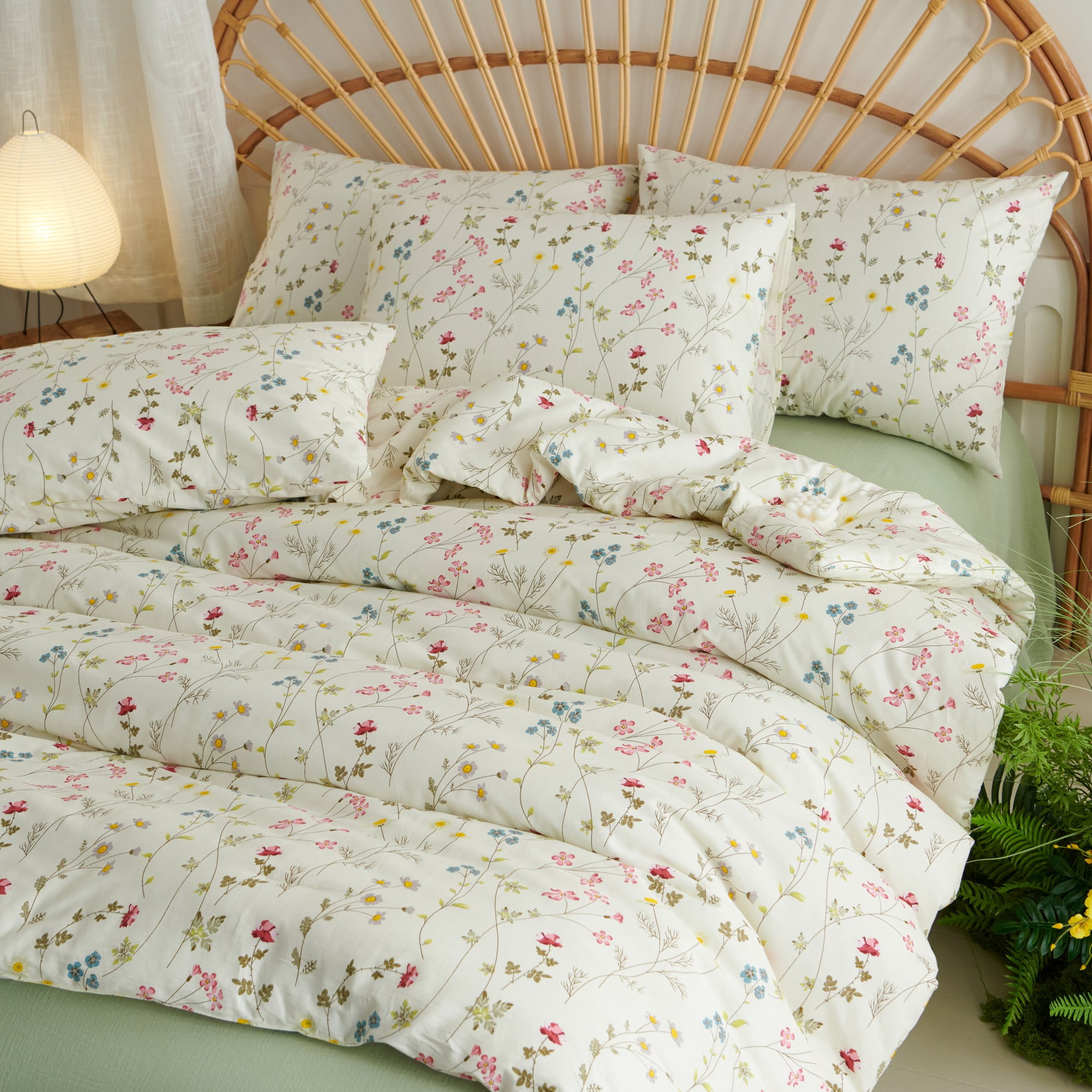JOLUSERE 100% Organic Cotton Duvet Cover Queen Sets,3 Piece Soft Breathable Cotton Duvet Cover Sets,Creamy White