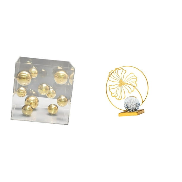 Adorno de hoja transparente de acrílico, figura de hierro, decoración de mesa, artesanía versátil, decoración para el hogar, balcón, oficina, estante,