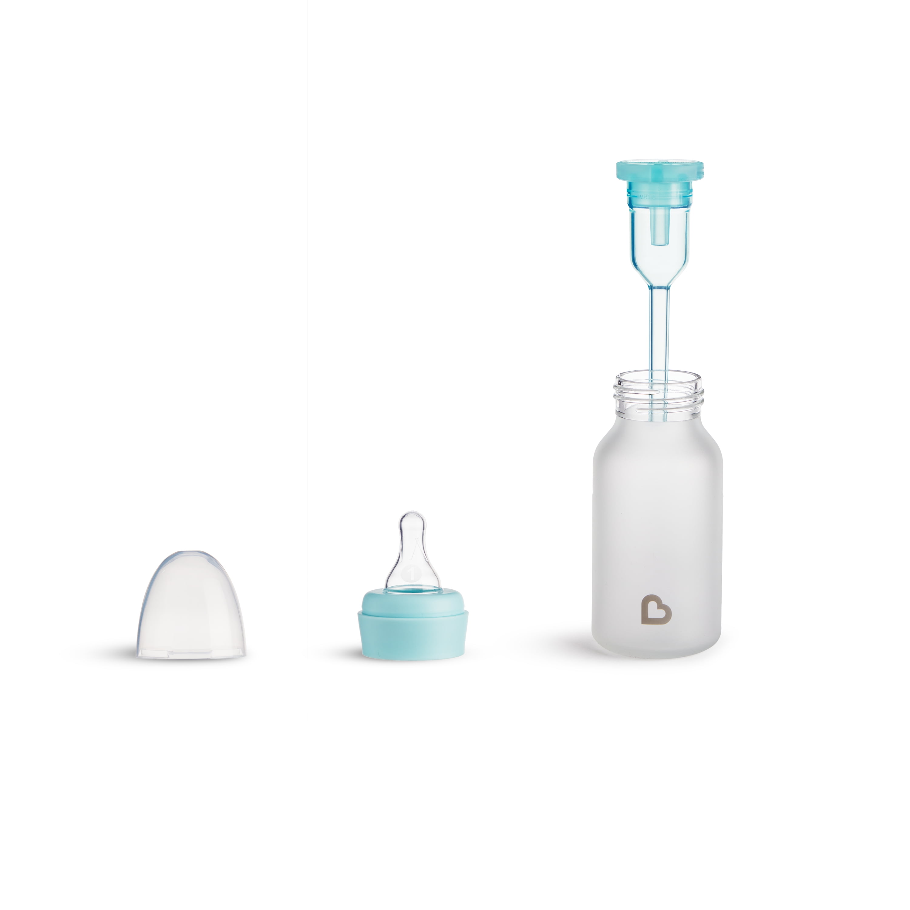 Munchkin Bond™ Silicone Coated Glass Baby Bottles - Anti-Colic Feeding System with Natural Feel Nipples, 4 ounce, 2 Pack, Blue