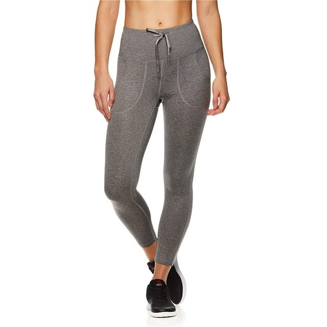 Reebok Womens Momentum Capri Compression Athletic Pants, Grey, Medium