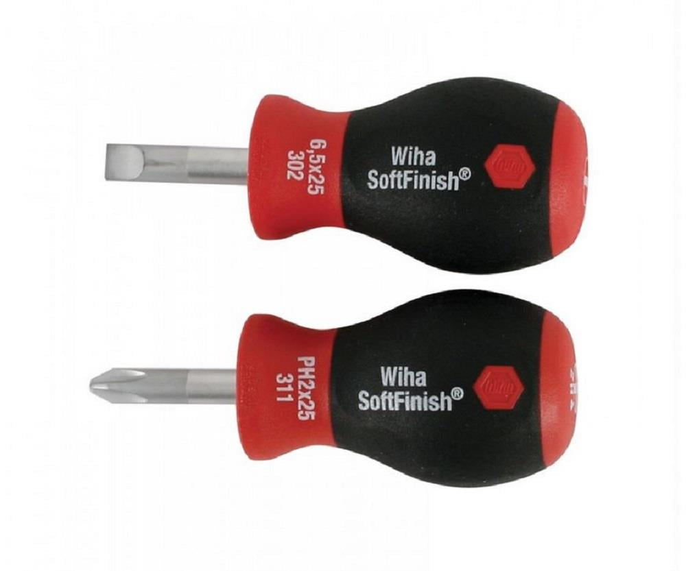Wiha31191 SoftFinish Stubby Slotted And Phillips Screwdriver Set, 2