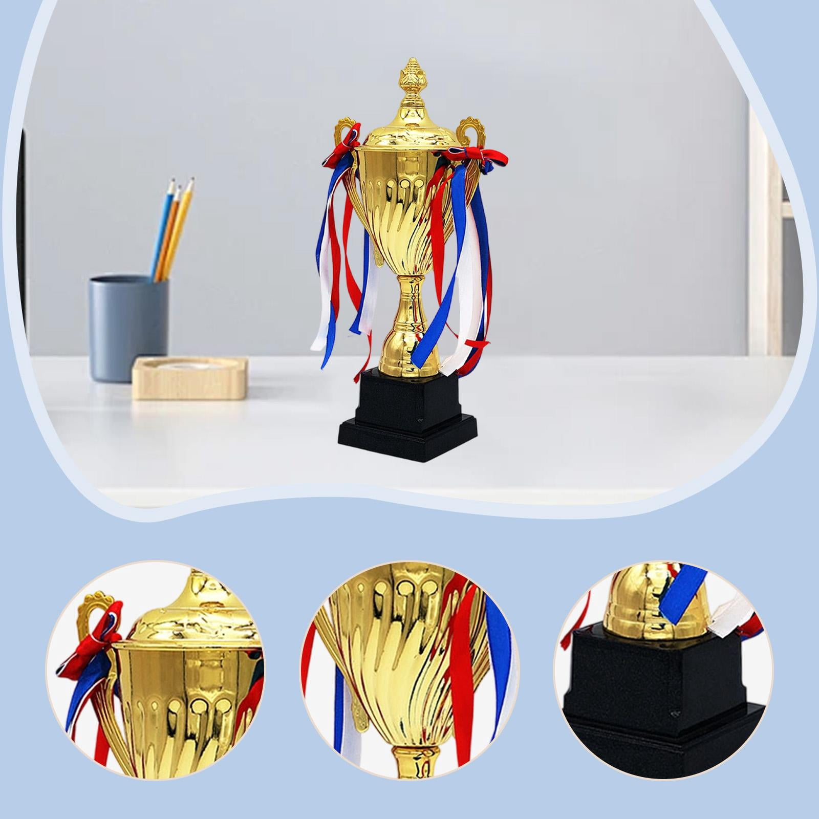 Award Trophy Soccer Cup Metal Ribbon Decor for Kids Adults School Sports Competition Ceremony