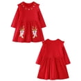 thumbnail image 7 of HWJAD 2-7 Years Kids Girl's Dresses Cotton Jersey Ruffles Long Sleeve Button Swing A-Line Cute Elk Christmas Dress, 7 of 7
