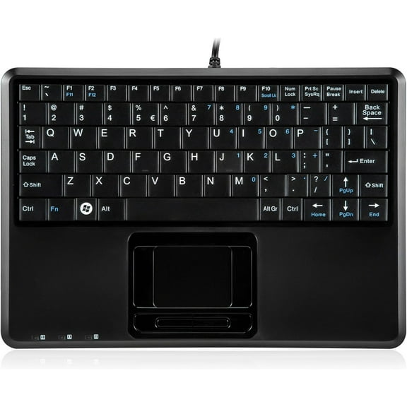 Wired Super Mini USB Touchpad Keyboard, X Type Scissor Keys with 2 Built-in Hubs, Black, US English Layout