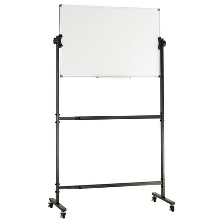 VEVOR Rolling Magnetic Whiteboard, Double-sided Mobile Whiteboard 36x24 Inches, Adjustable Height Dry Erase Board with Wheels, 1 Magnetic Erase & 3 Dr