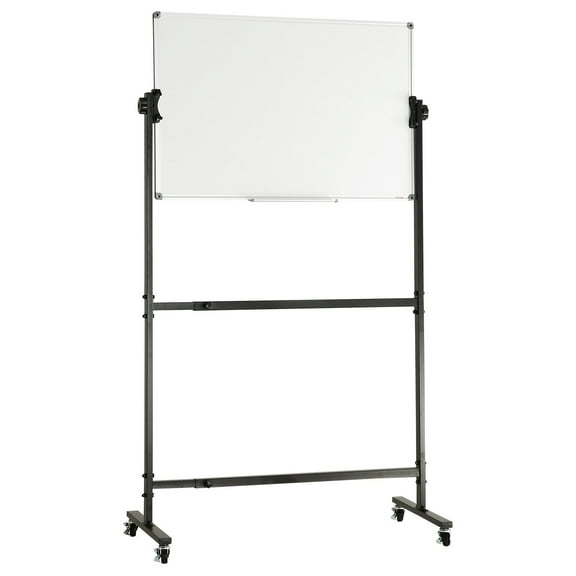 VEVOR Rolling Magnetic Whiteboard, Double-sided Mobile Whiteboard 36x24 Inches, Adjustable Height Dry Erase Board with Wheels, 1 Magnetic Erase & 3 Dr