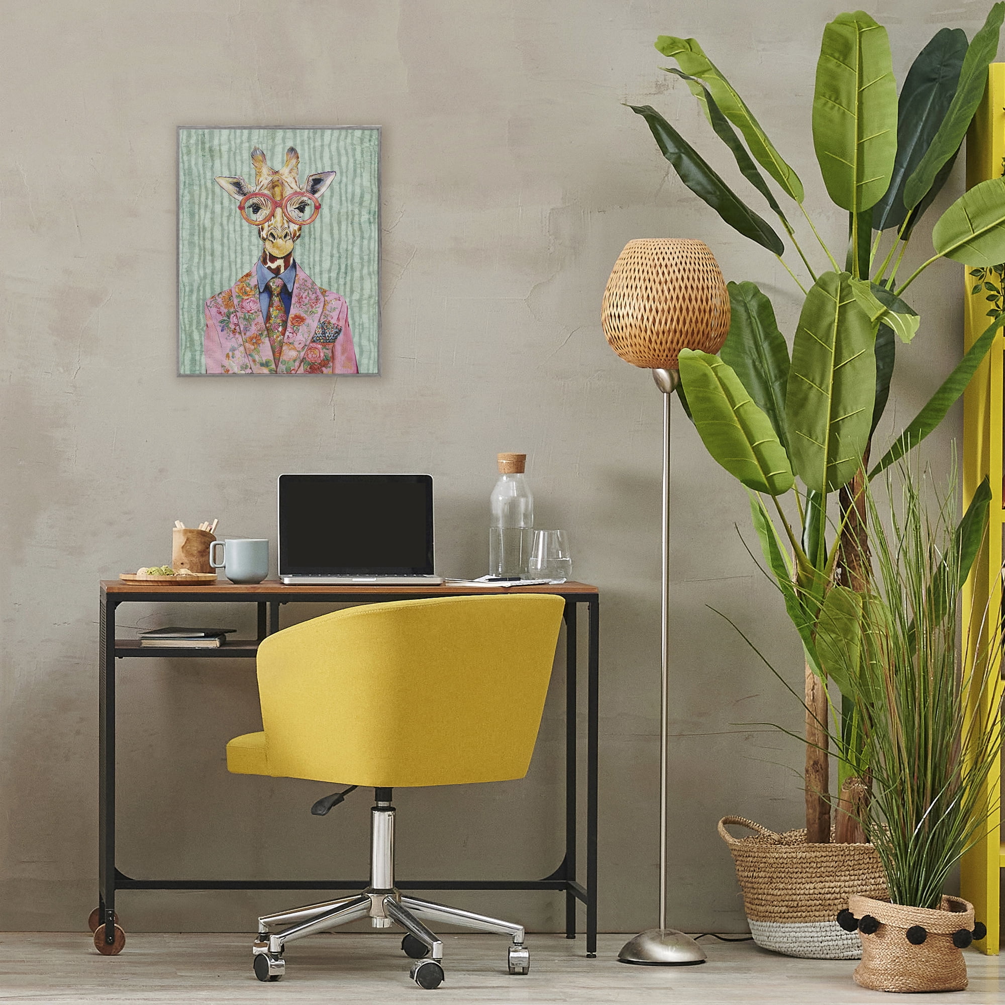 Stupell Industries Tall Stylish Giraffe Gray Framed Giclee Art, design by Svetlana Aleynikova
