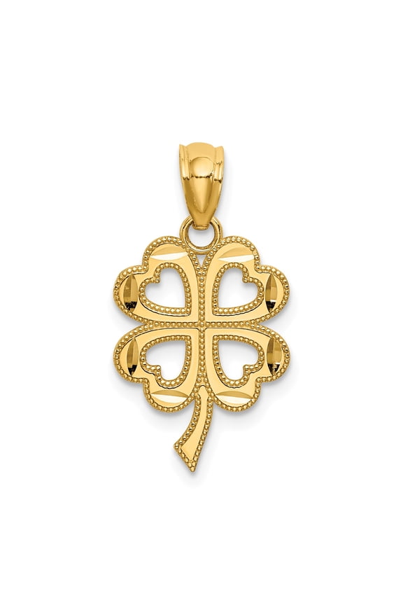 14k Four Leaf Clover Pendant in 14k Yellow Gold