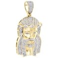 thumbnail image 2 of 10K Yellow Gold Real Diamond Jesus Face Piece 3D Pendant 1.7" Mens Charm 0.67 CT, 2 of 6