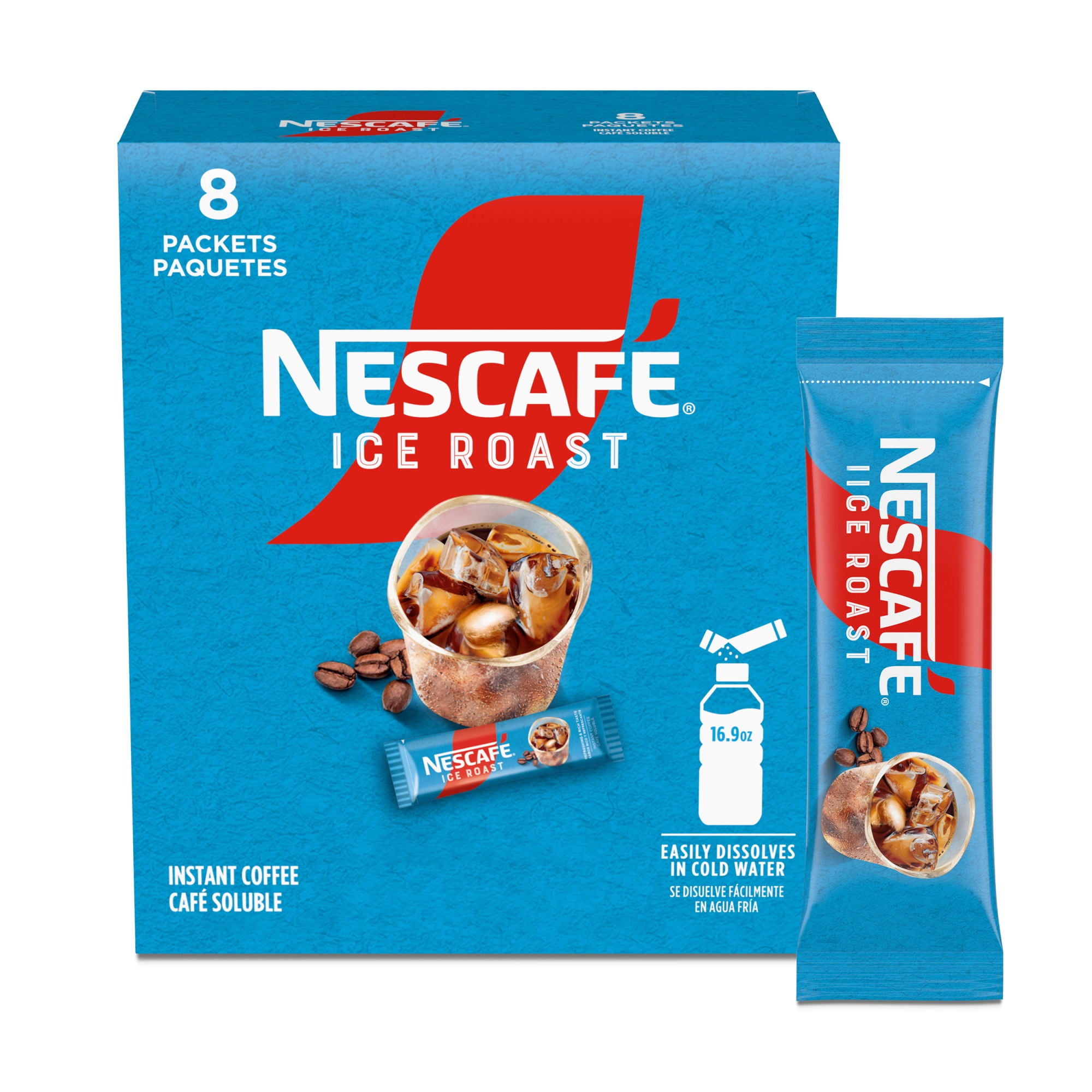 (3 pack) NESCAFÉ Ice Roast, Instant Iced Coffee, 8 Packets