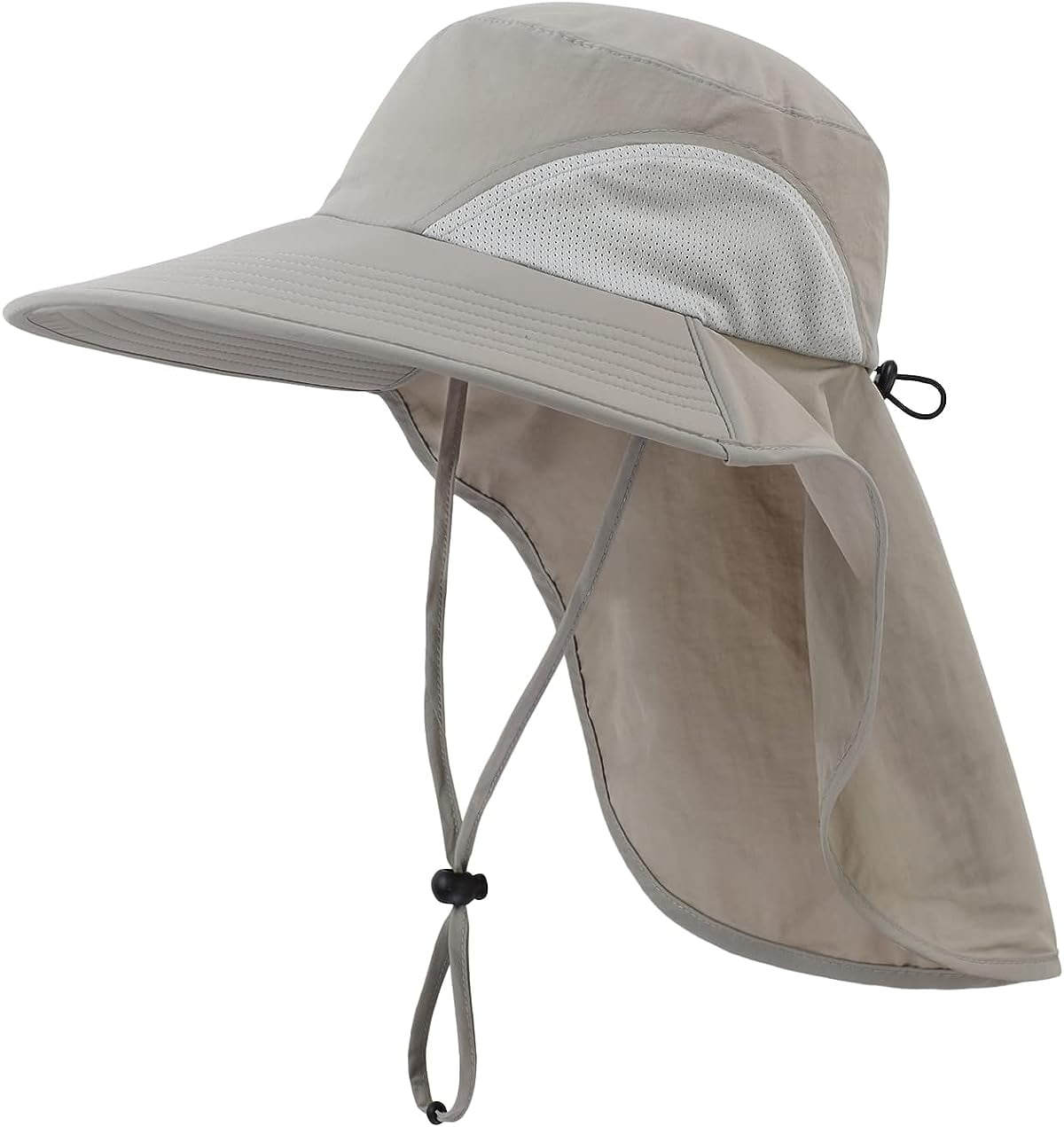 Eccomum Wide Brim Sun Hat with Detachable Neck Flap and Face Cover Men Women Fishing Outdoor Travel Hat, Men's, Size: One size, Gray