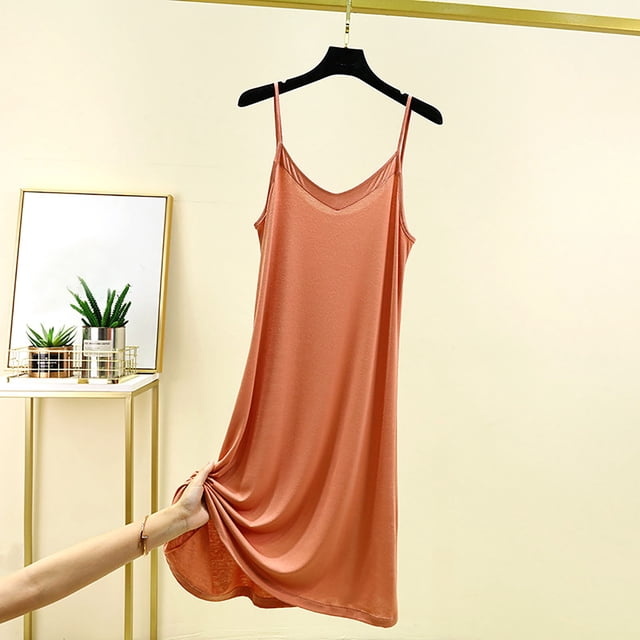 Camisón corto de algodón para mujer, con tirantes, color liso, holgado y cómodo, sin mangas
