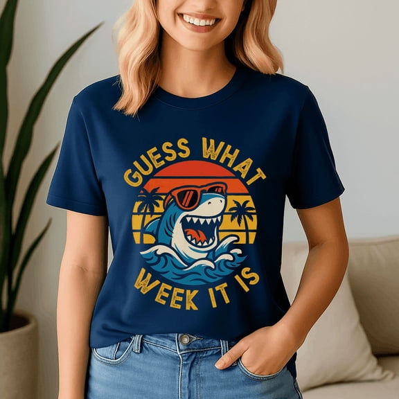 Guess What Week It Is Shark Lover 2025 Ocean, Funny Shark Week Shirt, Shark Lover Summer, Beach Vacation TShirt, Ocean Animal