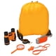 thumbnail image 2 of Kit de exploración al aire libre, bolsa con cordón, linterna, telescopio educativo, lupa, kit de aventura para viajes, camping, senderismo, niños. naranja, 2 of 9