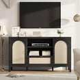 thumbnail image 6 of EastVita 59.1 inch Rattan Buffet Cabinet with Storage Boho Farmhouse Sideboard with Adjustable Shelves Drawer Doors Kitchen Coffee Bar Cabinet Black, 6 of 7