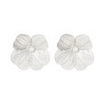 thumbnail image 2 of Eosunjian 1 Pair Women Flower Earrings Hollow Out Metal Faux Pearl Decor Large Petal Exaggerated Prom Cocktail Party Earrings Lady Ear Jewelry Silver, 2 of 13