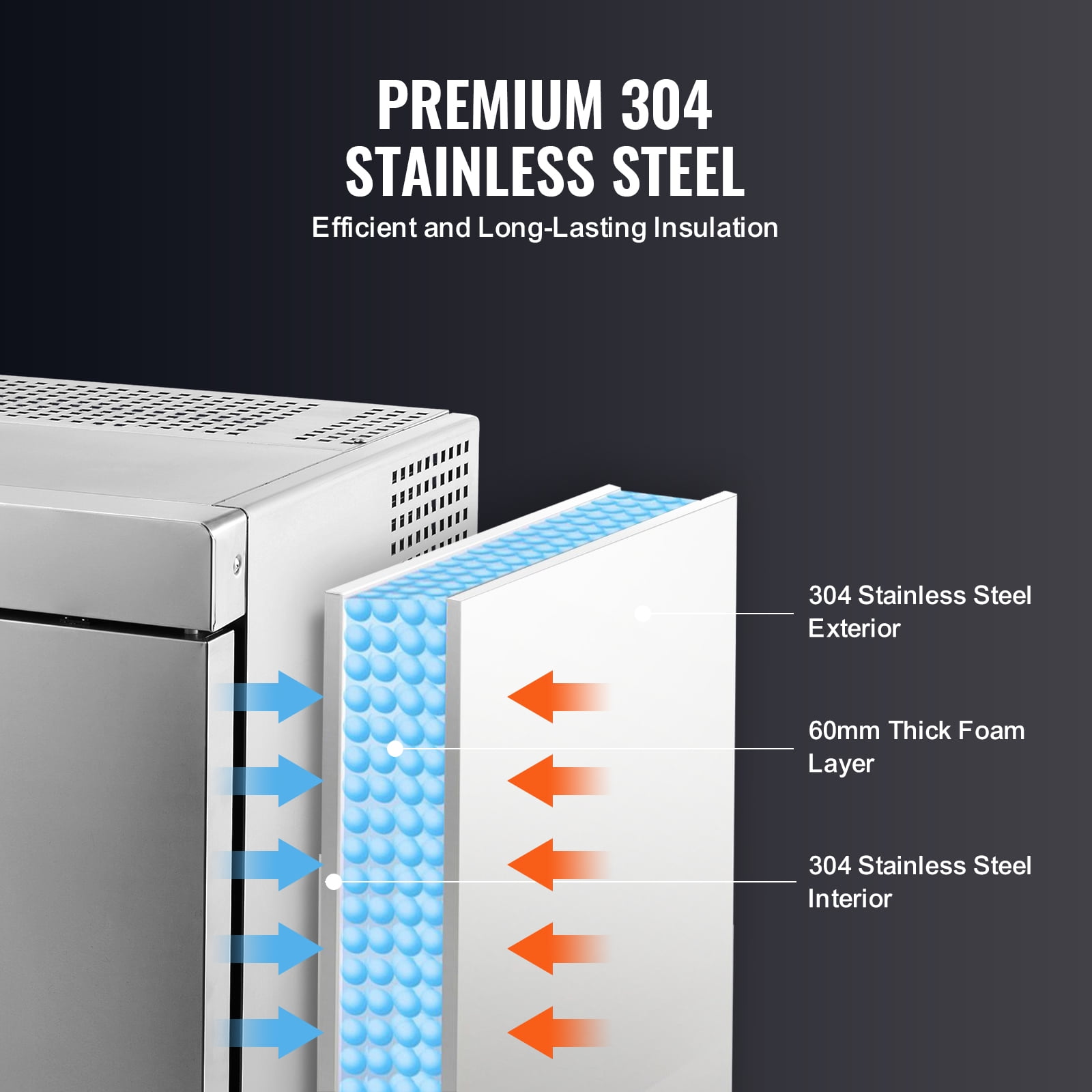 KFFKFF Commercial Blast Freezer, 32 L / 1.1 Cu.ft Capacity with 4 1/3 Trays, Food Freezer Chest Featuring Cooling and Freezing Functions, Stainless Steel Design for Restaurants and Seafood Storage