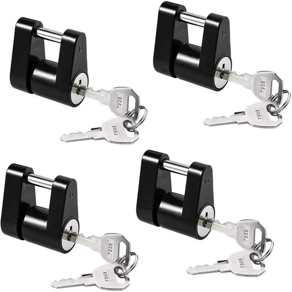 CZC AUTO Black Trailer Hitch Coupler Lock  Keyed Alike , Dia 1/4 Inch, 3/4 Inch Span for Tow Boat RV Truck Car's Coupler (4 Pack, Black)