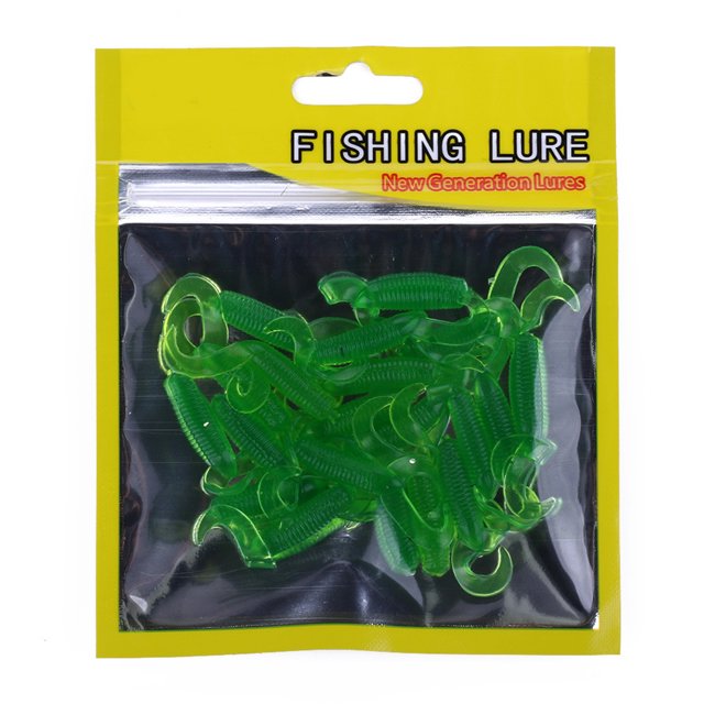 sweethay 20 unids/bolsa doble cola larva pesca señuelo Arrificial Grub plástico pez cebo falso gusano Pescar 2 # sweethay DJ1016-02