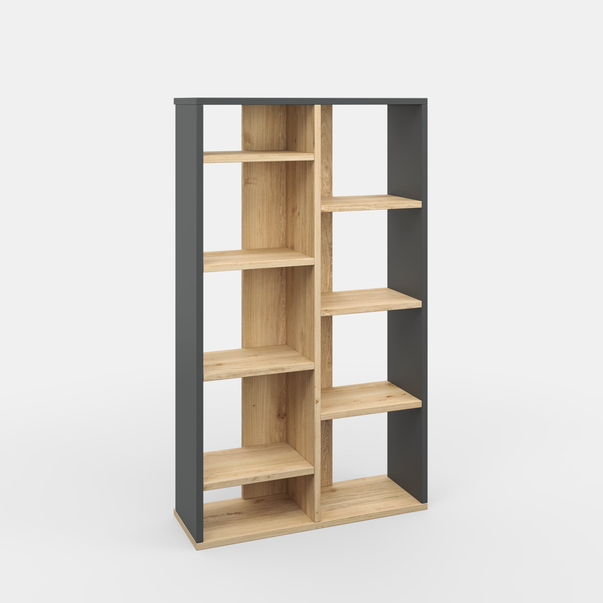 Ada Home Decor Keota Multiple Tier Open Shelf Modern Bookcase, Anthracite/Oak