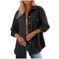 thumbnail image 2 of Aloohaidyvio Women's Thick Coat Long Sleeve Button Down Shacket Jacket Casual Oversized Shirt with Pockets 2024 Winter Outerwear Clothes, 2 of 6