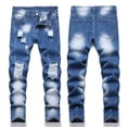 thumbnail image 3 of Aihuaihua Boy's Fit Ripped Destroyed Distressed Stretch Slim Jeans Pants Blue, 3 of 8