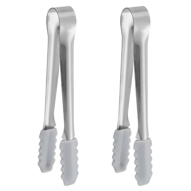 Pinzas prácticas para cubitos de hielo, pinzas resistentes de acero inoxidable para cubitos de azúcar, pinzas para recoger galletas, 2 uds.
