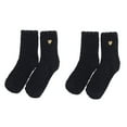 thumbnail image 2 of UJNDER 2-Pack Women's Crew Socks Embroidered Heart Cozy Sleep Socks for Winter Nights Black, 2 of 5