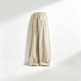 thumbnail image 3 of Aezemi Men Loose Cotton Linen Pants Baggy Wide Leg Ruched Harem Pants Elastic Waist Drawstring Palazzo Summer Beach Vacation Trousers with Pockets 4XL, 3 of 6