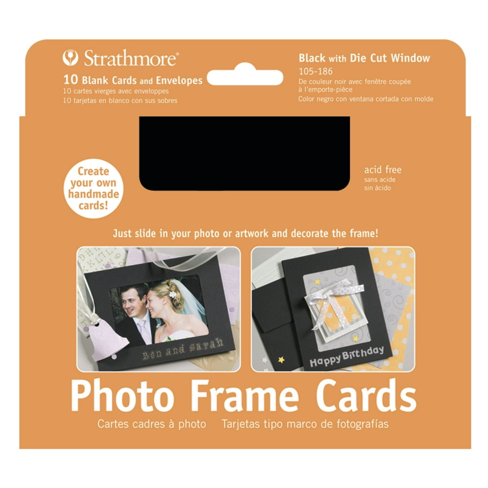 Strathmore Photo Frame Cards, 5in x 7in, Black, 10/Pkg.