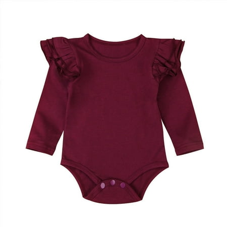

Nokiwiqis Infant Baby Long Sleeve Romper Ruffled Casual Fashion Bodysuit