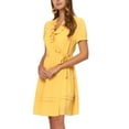 thumbnail image 4 of INSPIRE CHIC Women's Summer Wrap Ruffle V Neck Short Sleeve Mini Dress with Belt Yellow XS, 4 of 6
