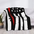 thumbnail image 3 of Honeii Firefighters USA Flag print throw blanket, crafted from cozy cotton flannel, offers versatile home decor as a bedding suitable for all seasons.-60"x50", 3 of 6