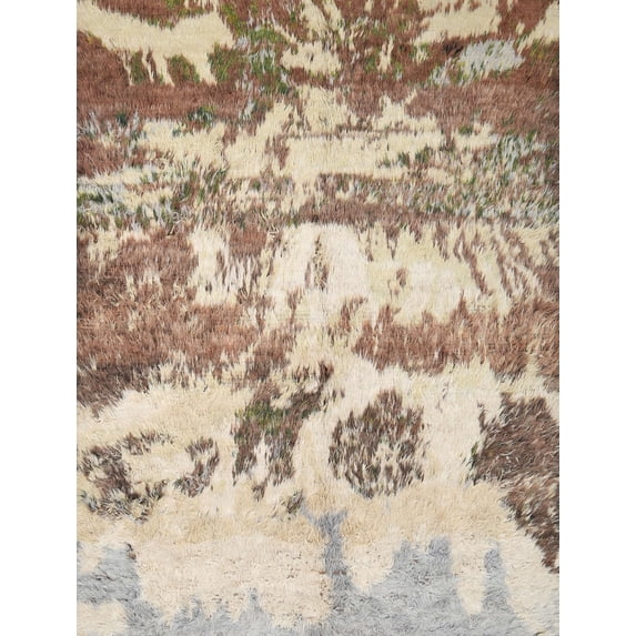 Ahgly Company Machine Washable Indoor Rectangle Contemporary Dark Gold Brown Area Rugs, 6' x 9'