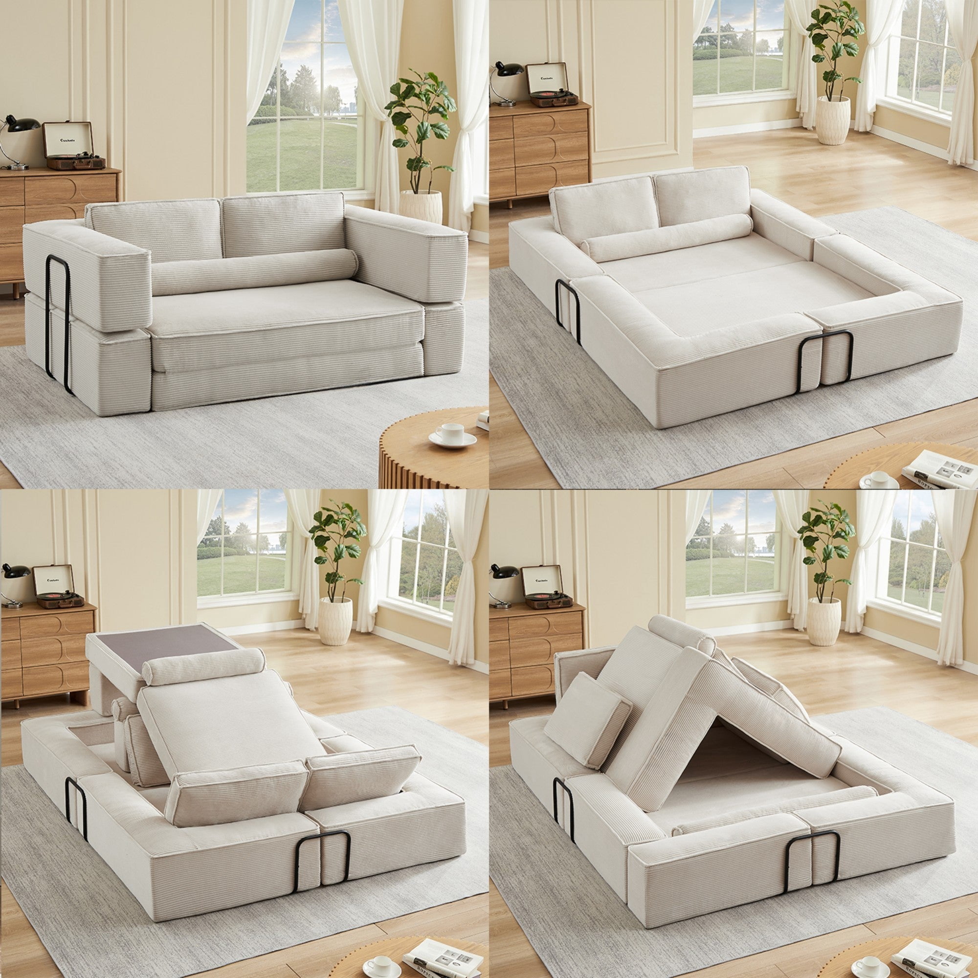 Sailvan Large Modern Corduroy Modular Sofa,Deep Seat Sectional Couch for Living Room,Versatile Building Block Sofa khaki