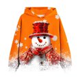 thumbnail image 2 of Odeerbi Kids Boys Girls Christmas Hoodies Snowman Print Hooded Sweatshirts Children's Long Sleeve Pattern T-shirt Printed Round Neck Shirt Hooded Sweatshirt Orange, 2 of 4