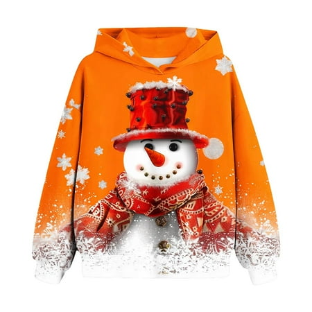 

WoY2K Christmas Sweatshirts For Children Christmas Children s Shirt Long Sleeved Pattern T-shirt Printed Round Neck Short Top Suitable For Boys And Girls Aged Hooded Sweatshirt